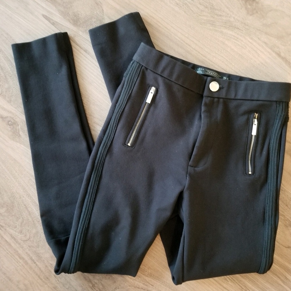 Zara Moto Black paneled legging pants - NWOT